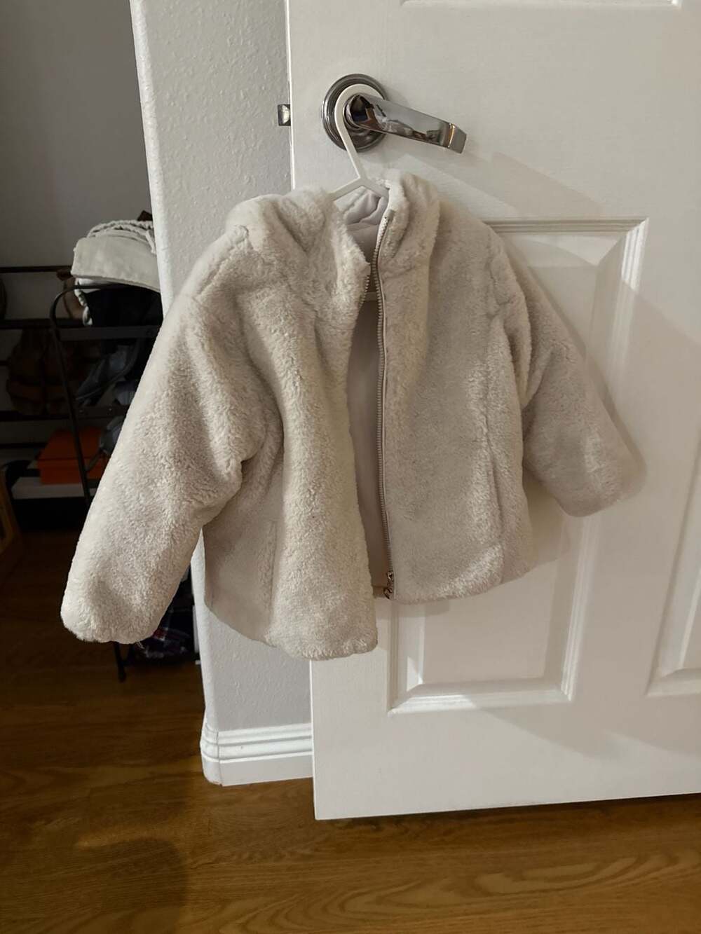 Mayoral Toddler Girls Cream Faux Fur Hooded Jacket Size 2